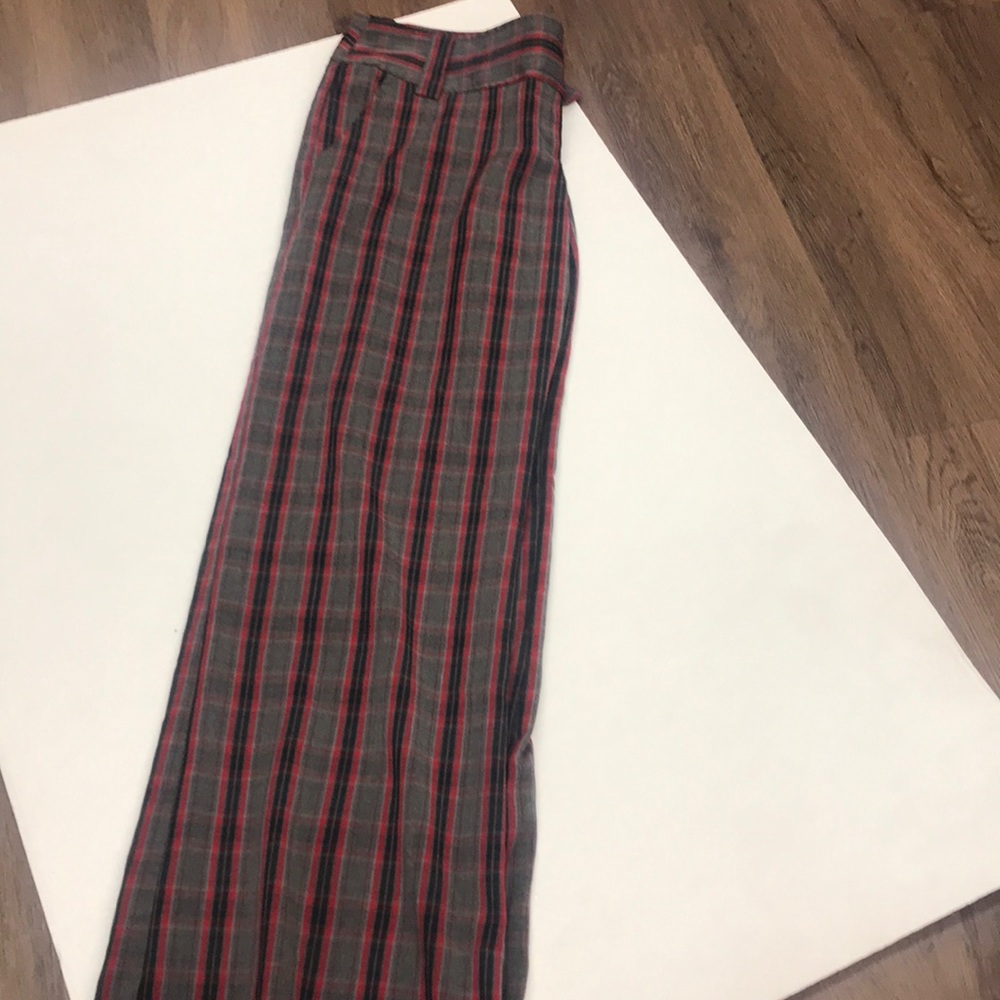 Plaid Red Black and gray dress pants